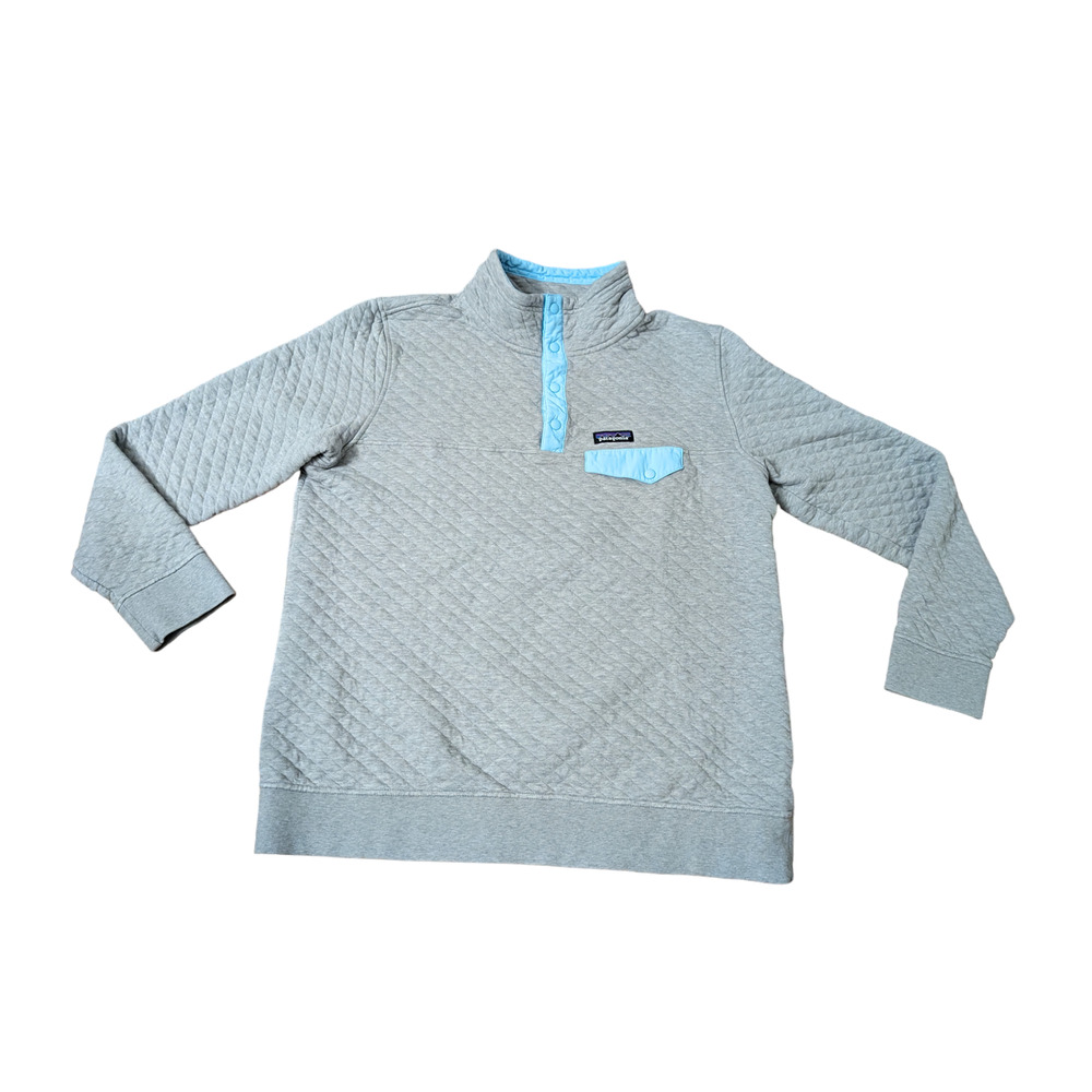 Patagonia Women's Organic Cotton Quilt Snap-T Pullover Fleece Grey Size X- LARGE